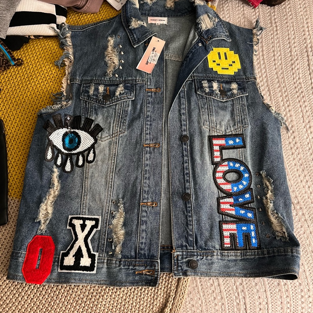 Sunset + Spring Denim Vest Brand New